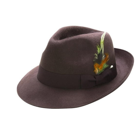 Brown Fur-Felt Pinch Fedora Hat H48