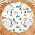 thumbnail image 2 of White Christmas Forest Animal Pattern Round Fitted Tablecloth with Elastic Edge,Dining Table Cover Waterproof,Outdoor Round Tablecloth for Camping,Dining,Indoor and Outdoor, 2 of 7