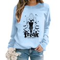 thumbnail image 2 of Women's Halloween Oversized Sweatshirt Ghost Graphic Printed Long Sleeve Tops Crew Neck Loose Fit Tops Fall Y2K Pullover Shirt, 2 of 6