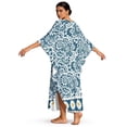 thumbnail image 2 of Xixirimido Blue Boho Mandala Daisy Print Womens Kaftan Dresses Long Caftans Plus Size Batwing Sleeve Swimsuit Coverup V Neck Summer Beach Dress, 2 of 7
