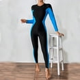 thumbnail image 2 of Arnsht Women's Long Sleeve Long Pants One-piece Swimsuit Wetsuit Tight Zipper Surfing Bathing Suit Wetsuit Blue S, 2 of 8