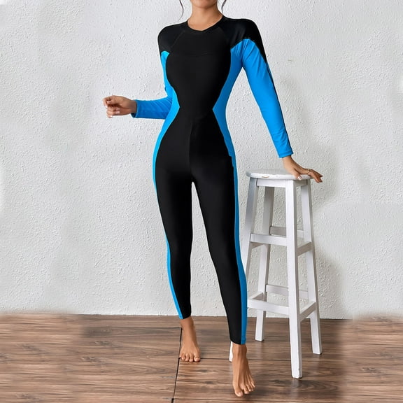 Yteetum One Piece Swimsuit Women Wet Suit Long Sleeve Full Body Bathing Suits Swimsuit Sport Surfing Wear Athletic Swimwear Womens One-Piece Surfing Suit Tight Fit Diving Swimsuit Summer