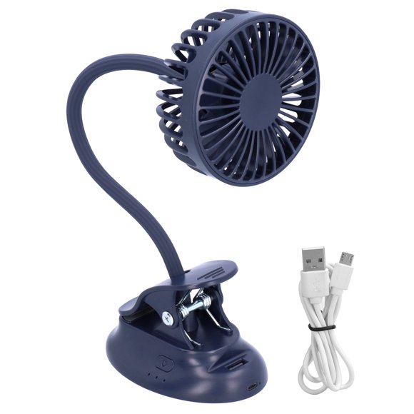 Ventilador pequeño flexible, ventilador con Clip de ángulo ajustable USB azul oscuro para el hogar, dormitorio, escuela, al aire libre