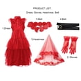 thumbnail image 5 of Halloween Costume Bloody Zombie Bride Cosplay Dress for Women, Red Tulle Cake Dress with Veil Gloves and Belts for Themed Party Carnival Halloween Night, 5 of 9