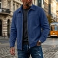 thumbnail image 2 of Kukoosong Men's Lapel Collar Suede Jacket, Long Sleeve Full Zip Lightweight Casual Bomber Coat with Side Pockets, Fall Winter Solid Color Slim Fit Business Daily Outerwear, 2 of 7