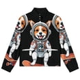 thumbnail image 4 of Jackets for Women Winter Coat Jackets Flannel Stand Collar Jacket(Astronaut Dog Surfing,Size:S-4XL), 4 of 7