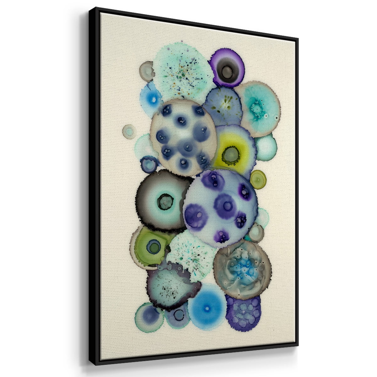 Geodes II Framed Premium Gallery Wrapped Canvas - Ready to Hang - 25 x 37 - Black Floating Frame