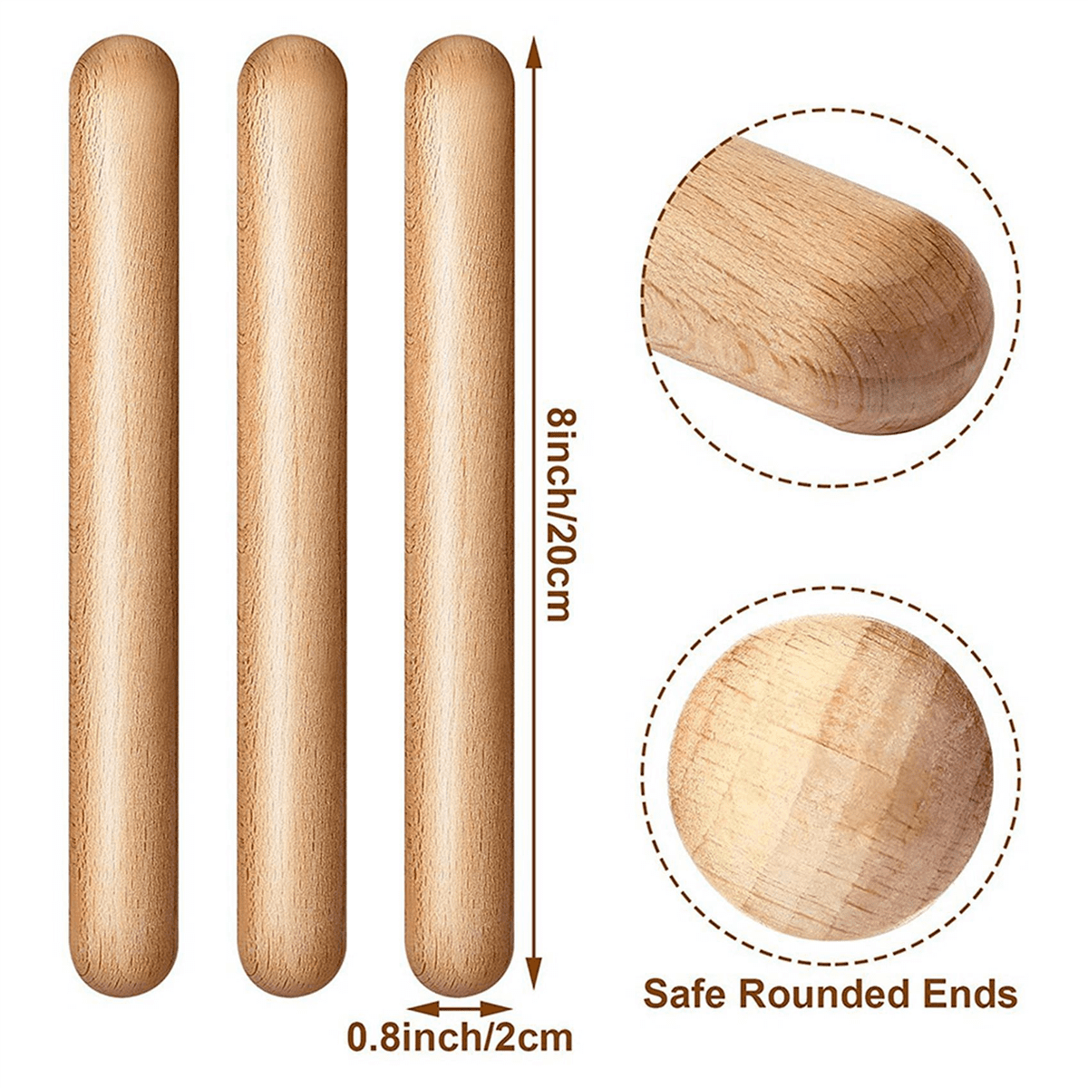 160 Pcs 8 Inch Kids Rhythm Sticks Music Lummi Sticks Classical Wood Claves Musical Percussion Instrument Musical Sticks