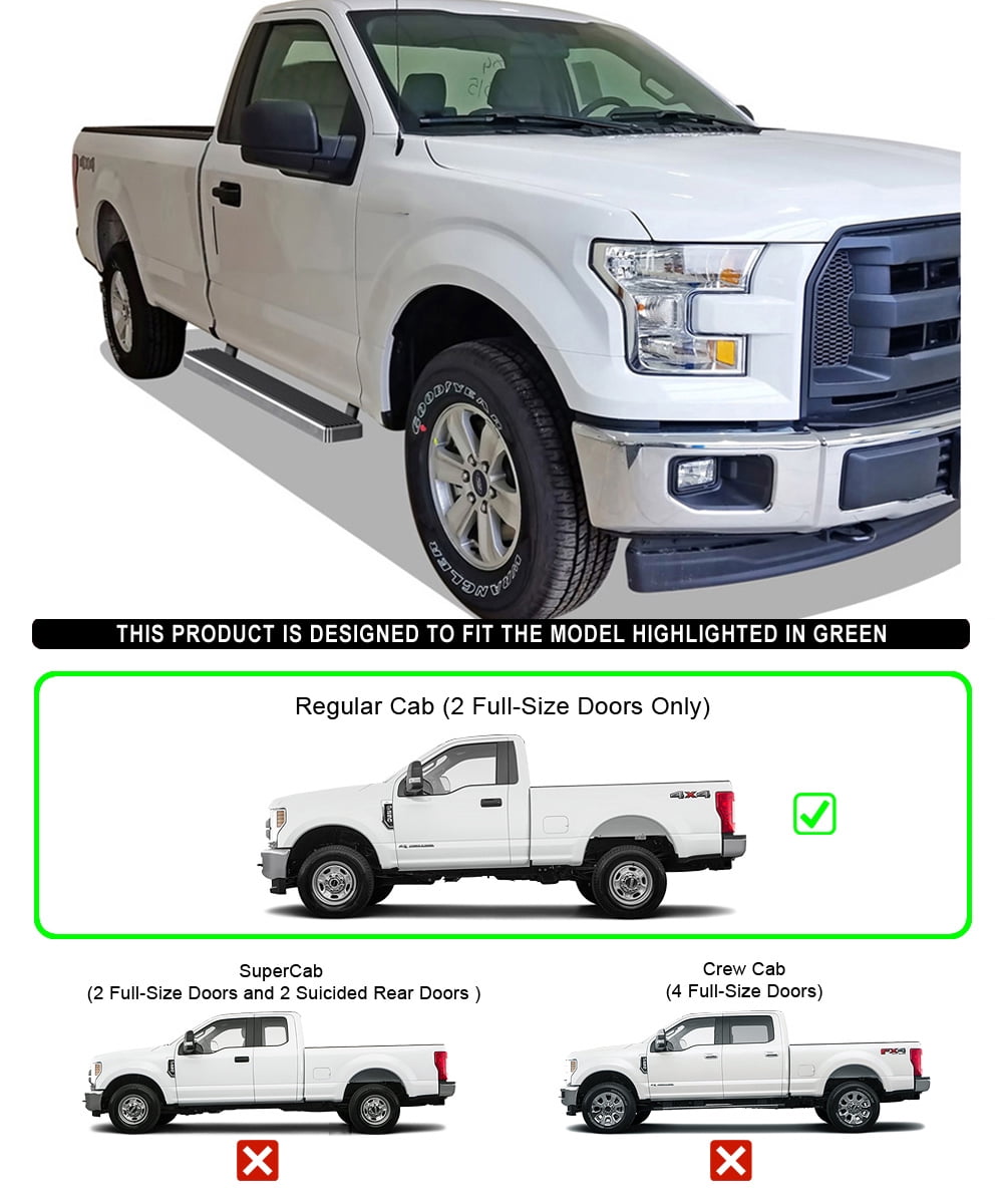 APS Running Boards 5 inches Compatible with Ford F150 2015-2025 Regular Cab & F-250 F-350 Super Duty 2017-2025 Stainless Steel (Nerf Bars Side Steps Side Bars)