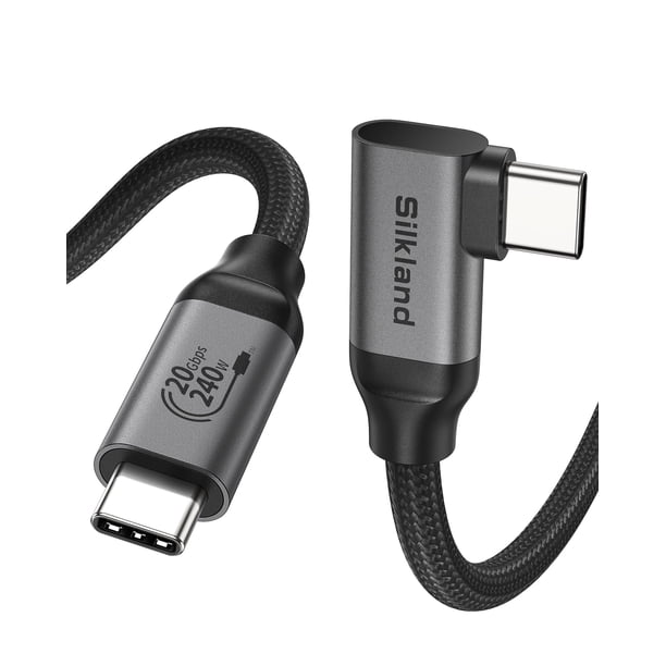 Cable de monitor USB C Silkland en ángulo recto de 5 pies 8K @30Hz 5K/4K @60Hz
