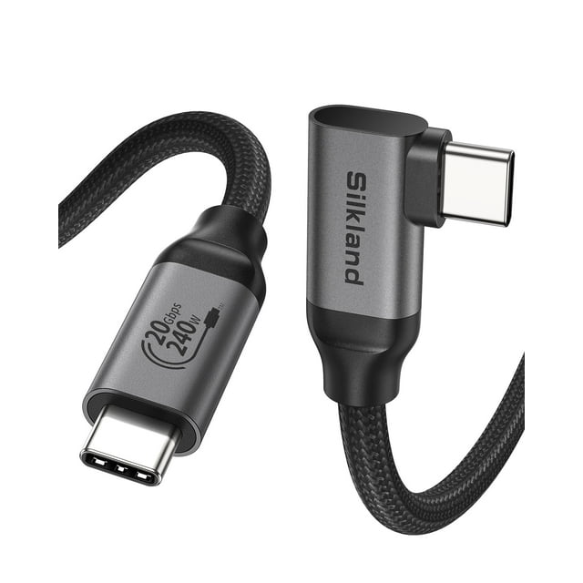 Cable de monitor USB C Silkland en ángulo recto de 5 pies 8K @30Hz 5K/4K @60Hz