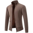 thumbnail image 2 of hoksml Men's Full Zip Knit Cardigan Stand Collar Long Sleeve Casual Soft Lightweight Sweater Jacket for Daily Comfort, 2 of 9