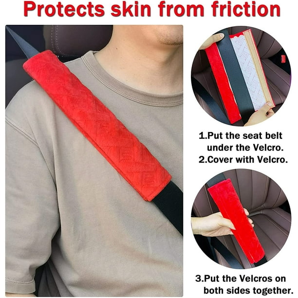2-Pack Universal Car Seat Belt Pads Cover for A More Comfortable Driving, Seat  Belt Shoulder Strap Covers Harness Pad for Car/Bag(Red) 