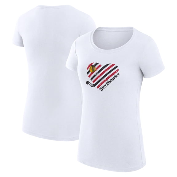 Women's G-III 4Her by Carl Banks White Chicago Blackhawks Heart Fitted T-Shirt