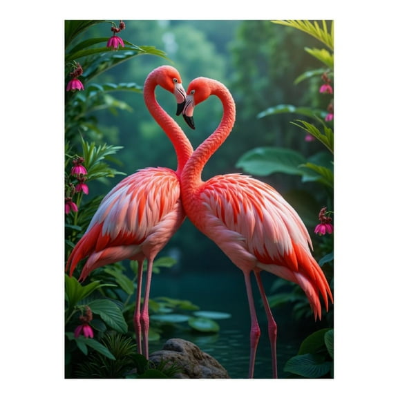 Diamond Art Kit for Adults, Pink Flamingos In Tropical Paradise Diamond Painting for Adults Beginners, 5D DIY Diamond Art Painting Kits, Colorful Diamond Painting Craft for Home Decor 12x16