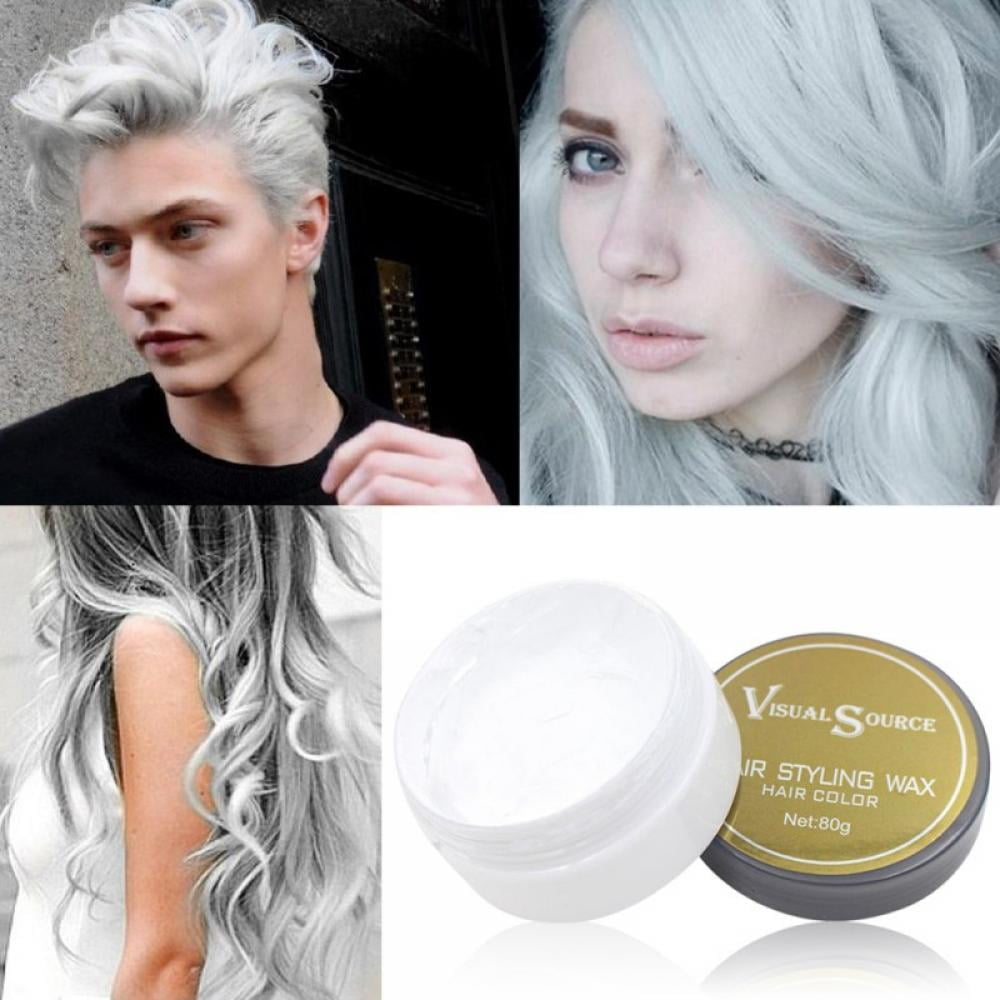 5 Colors Hair Color Wax, Instant Hair Wax, Temporary Hairstyle Cream,  Natural Hairstyle Wax for Men and Women (White) 
