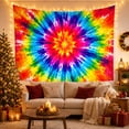 thumbnail image 3 of Rainbow Starburst Tie-Dye Against Radiant Colors Energetic Psychedelic for Art Lovers Psychedelic Home Decor Housewarming Gift Tapestry Wall Hanging for Living Room and Bedroom, 3 of 7