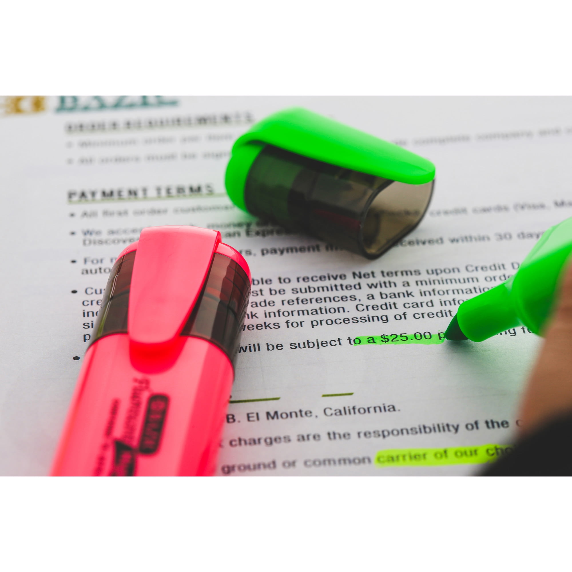 BAZIC Highlighter Marker Pen, Chisel Tip Liquid Marker (3/Pack), 24-Packs
