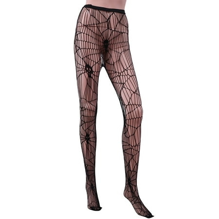 

Halloween Style Skull Head Design Sexy Women Stretchy Fishnet Tights Stockings High Waist Net Pantyhose Large Hole Mesh - Free S