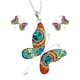 thumbnail image 1 of Juego de aretes y cadena ZVEZDA con dije mariposa plata mexicana ley .925 multicolor, 1 of 5