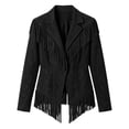 thumbnail image 4 of Hulanddfd Mens Jacket Faux Suede Fringe Coat, Collared Long Sleeve Outerwear with Pockets, Casual Western Wear, 4 of 5