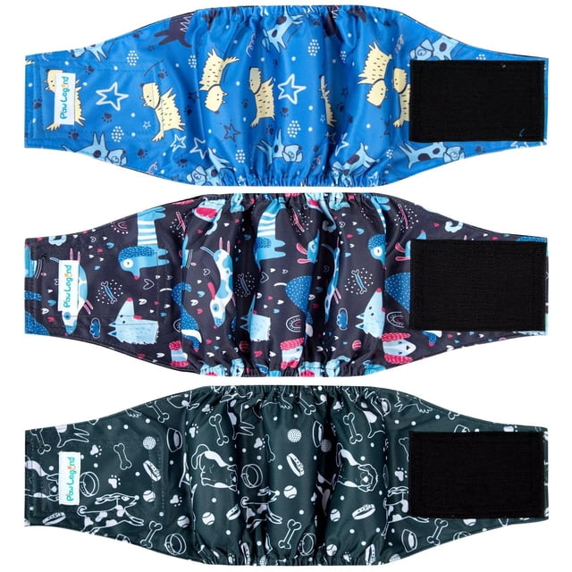 Pañales lavables para perros Paw Legend para perros machos, XL (paquete de 3)