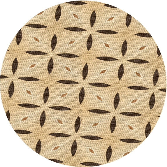Ahgly Company Indoor Round Patterned Copper Brown Area Rugs, 6' Round