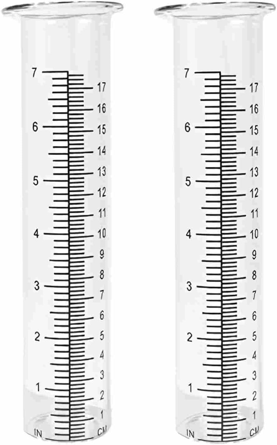 RGHJAR-rain Gauge Tube 7-Inch Scale rain gauges Replacement Tube Glass rain gauges Outdoors Easy-to-Read Scale rain Gauge Outdoor Yard（Pack of 2）