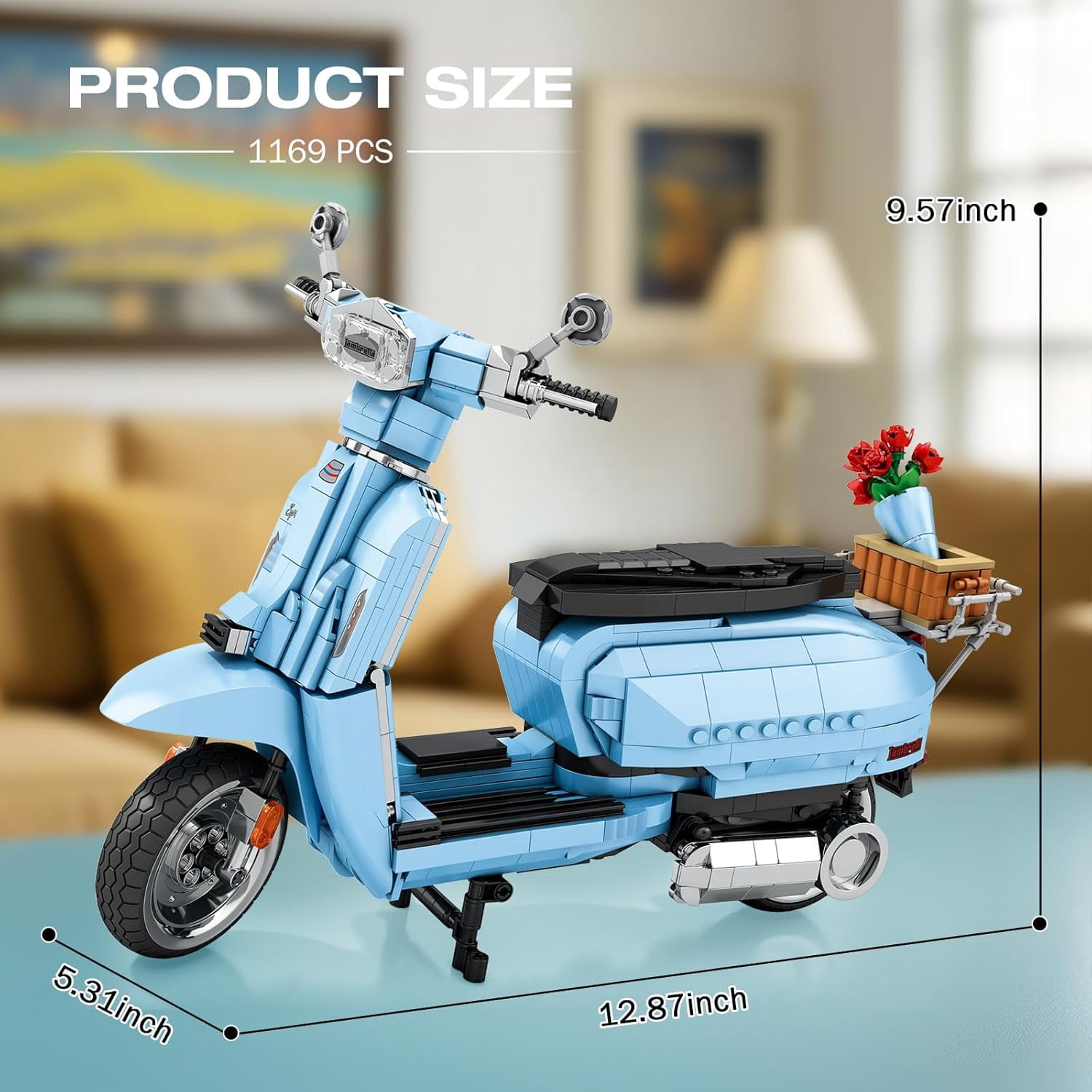 V200 Motorcycle Building Toy for Adults, Motorbike Building Set for Adults, Collectible Cool Sidecar Motorcycle Model Kit with Stand, Room Decor (1,169 PCS)