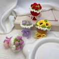 thumbnail image 3 of Finished Crochet Yarn Bouquet Mini Handheld Flower Diy Knitted Rose Sunflower Pendant Keychain Accessories Doll Accessories (C), 3 of 7
