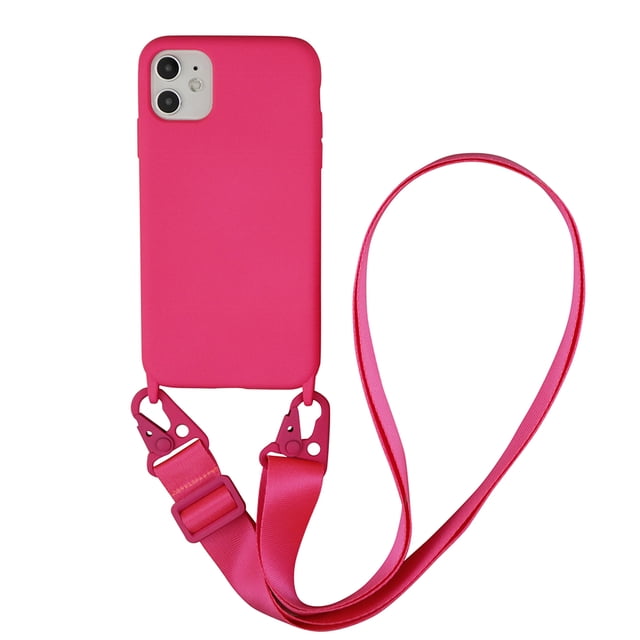 Funda de teléfono móvil con cadena y collar cruzado para iPhone 14 13 12 11 pro XS MAX XR 7 8 Plus SE, correa de silicona con cordón para el cuello Deng Xun unisex