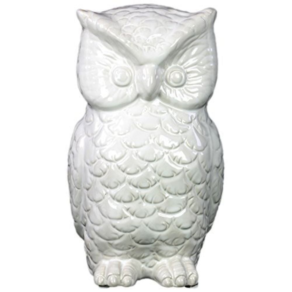 Striking Ceramic Owl Figurine Gloss White