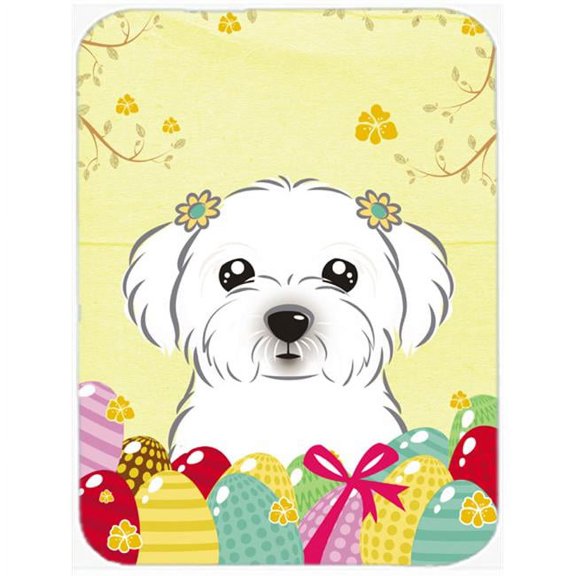 Caroline's Treasures Maltese Easter Egg Hunt Glass Cutting Board Large