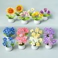 thumbnail image 2 of 51 Handmade Knitted Flower Pots - Lily of the Valley and Sunflower Yarn Bouquet Home Decor Gifts, 2 of 9