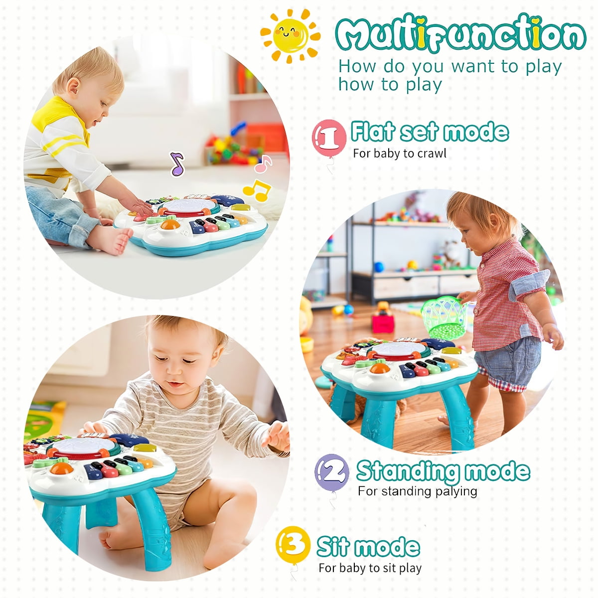 Baby Activity Table&Learing Table,7-in-1 Multi Kids Activity Table Set  Early Education Toy,Musical Table&Block Table, Toys for Toddlers Infants  Kids 1 2 3 Year Olds Boys Girls Gifts 