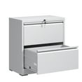 thumbnail image 3 of Tcbosik Metal Lateral File Cabinet with Lock and 2 Drawers, Filing Cabinet for Home Office, Storage Cabinet for Letter/Legal/A4/F4 Hanging Files, Easy Assembly, White, 3 of 10