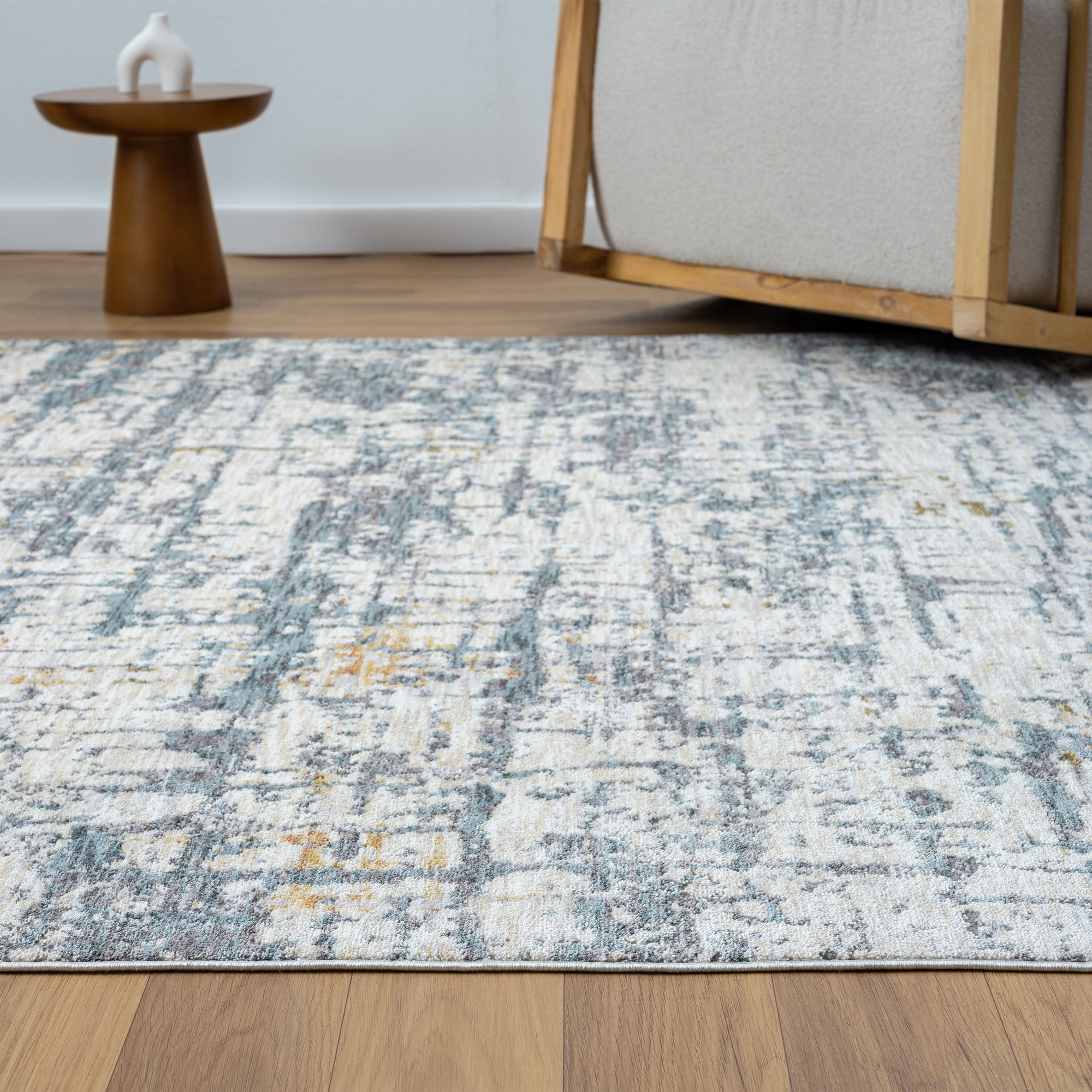 LR Home Alison Ann Abstract Indoor Polyester Area Rug, Blue/Taupe, 2' x 3'