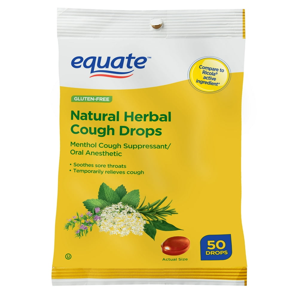 Equate Natural Herbal Cough Drops, Menthol, 50 Count