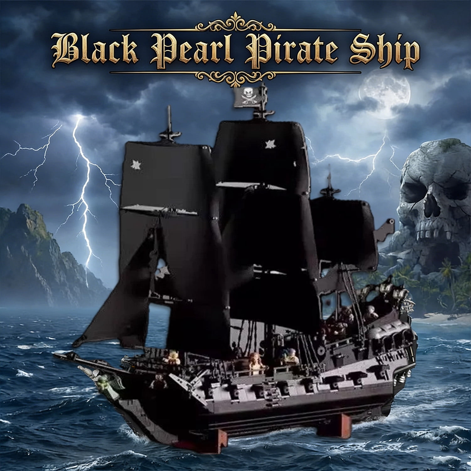 Black Pearl Pirate Ship Model Kit, Large Boats Building Set Length 76.3cm with Sailboat Design for Adults, Interesting for Enthusiasts 2868pcs