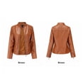 thumbnail image 4 of Txlixc Chaqueta de cuero Pu para mujeres, chaqueta de motocicleta de cuello alto Txlixc moda, 4 of 6
