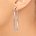thumbnail image 3 of 14k White Gold Polished 2x50mm Lightweight Tube Hoop Earrings 14k White Gold Earrings, 3 of 4