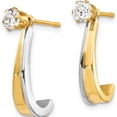 thumbnail image 2 of 14K Yellow Gold J Hoop With Rhodium And Cz Earring Jacket (23 X 4) Made In United States ye1085, 2 of 5