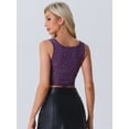 thumbnail image 3 of Unique Bargains Mesh Top for Women's Sleeveless Scoop Neck Crop Tops S Purple, 3 of 6
