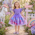 thumbnail image 2 of IPIO Girls Purple Unicorn Tulle Dress, Flutter Sleeve Bow Princess Dress for Birthday Party, 2 of 6