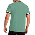 thumbnail image 4 of LMOIPLI Men's Contrast Trim V Neck Short Sleeve T-Shirt Classic Crew Neck Casual Tee Breathable Summer Sporty Top for Daily Mint Green L, 4 of 6