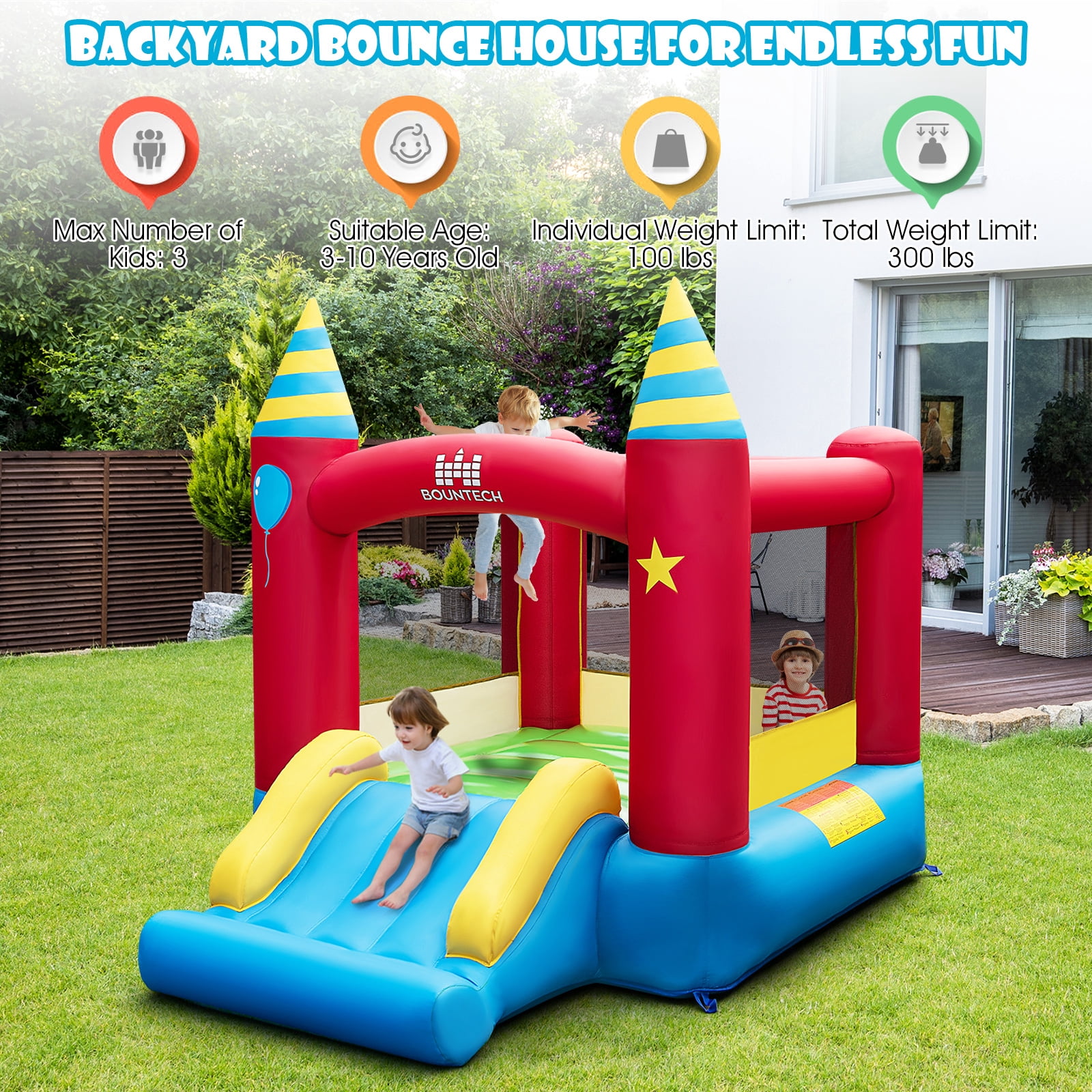 Infans Inflatable Bounce Castle Kids Jumping Bouncer Indoor Outdoor with 480W Blower