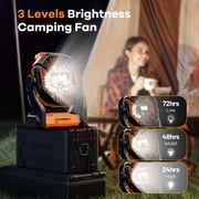 Camping Fan with LED Lantern, 20,000mAh Portable Battery Operated Outdoor Fan, Personal Rechargeable Fan for Travel, Hiking, Fishing, Picnic(Orange)