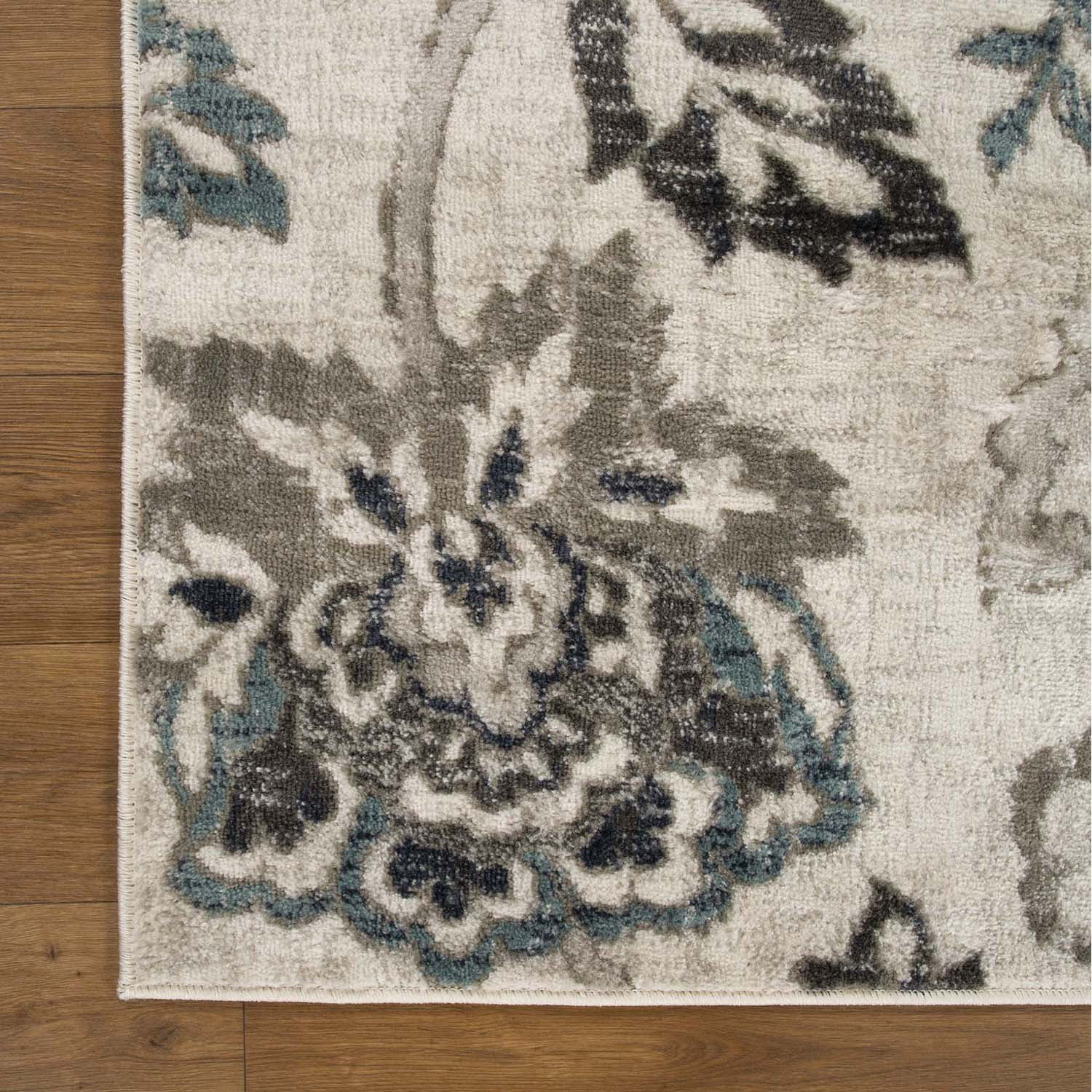 Floral Botanical Jacobean Area Rug, 8' x 10', Deep Royal