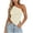 Beige, variant on Women Lace Crop Tops One Shoulder Asymmetrical Hem Sleeveless Casual Fashion Beach Vacation Summer Tops, Black S
