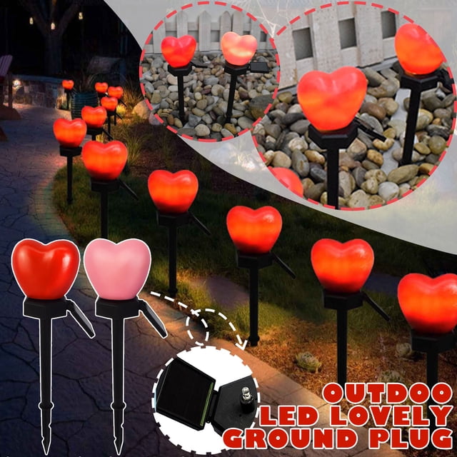 Boreal Craft 2PCS Solar Garden Lights LED Solar Valentine's Day Tree Plug Lights Outdoor Stakes Decorations Oil Ornament Solar Garden Statue Judging Statutes Mailbox Statue Garden Outdoor Large Solar